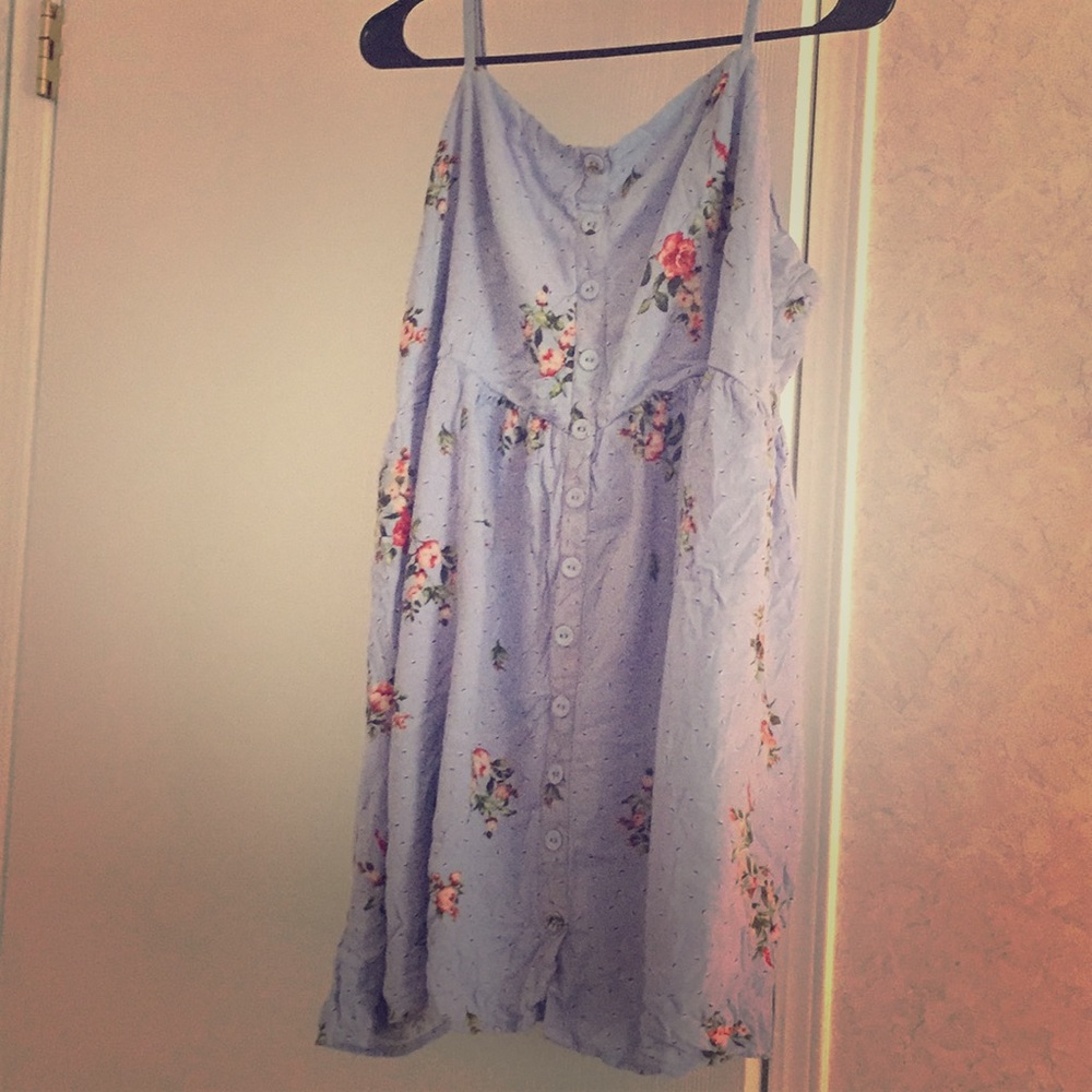 Blue floral spaghetti strap dress